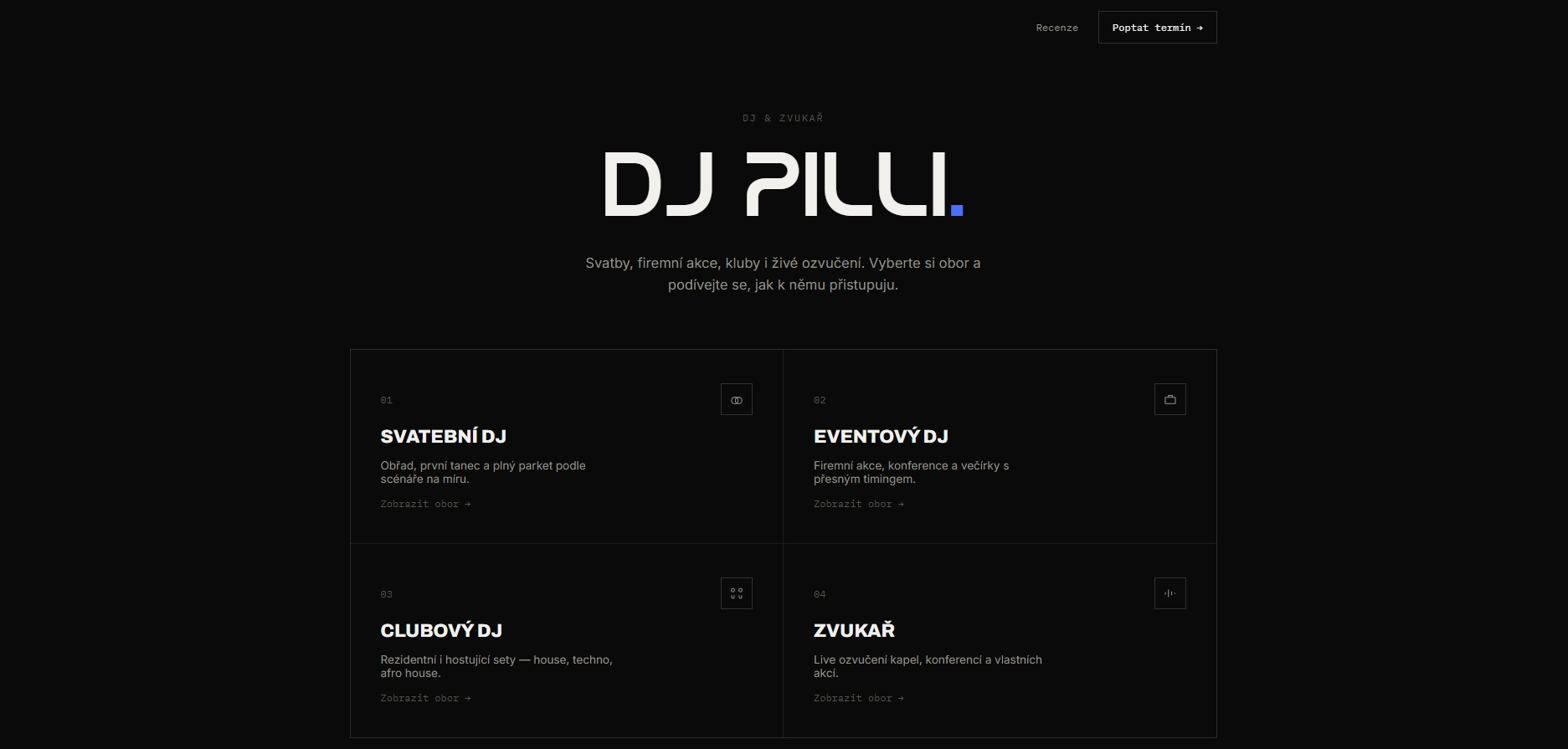 Náhled webu DJ Pilli