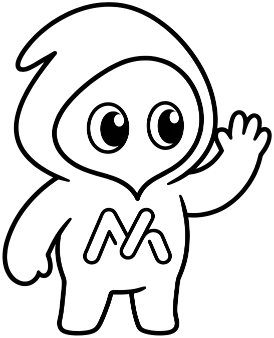 Maskot MonoBitu mává na pozdrav