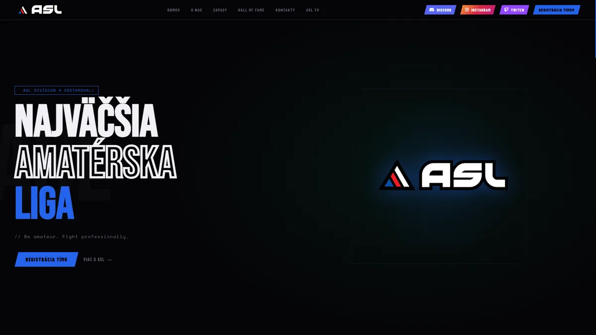Náhled webu Amateur Slovak League